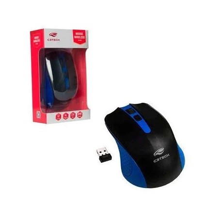 Mouse s/fio C3TECH 1000DPI M-W20BK preto e azul