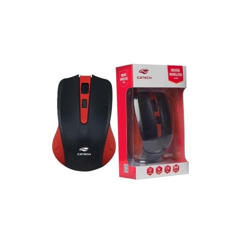 Mouse s/fio C3TECH 1000DPI M-W20BK Preto e Vermelho