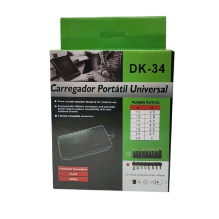 Carregador Portátil Universal Para Notebook DK-34 Dukie